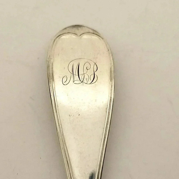 1865 Wm Rogers Mfg Co AA Antique Silverplate Fork 12 DWT 7 1/2" Monogrammed 48g - Picture 3 of 5